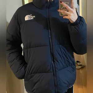 TNF reversible puffer + fleece NAVY
